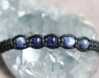 Sodalite Minimalist Adjustable Macrame Bracelet