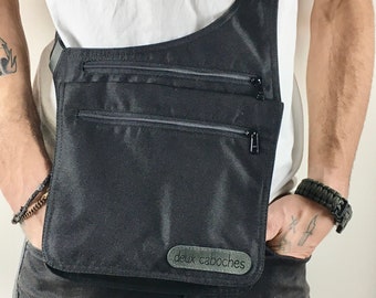 Unisex bag, man purse, man bag, gift for him, water repellant, versatile, cross body, shoulder bag, black bag, Christmas gift, lightweight,