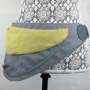 Grey and yellow hip bag,grey waist bag,running bag,sport bag, traveling bag,waist bag fanny pac,cycling bag,sport bag,grey and yellow bag image 1