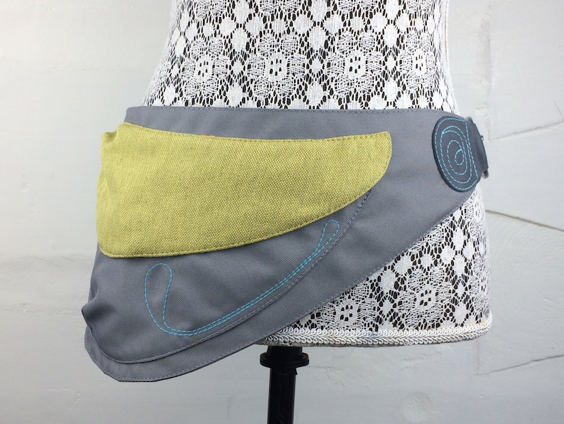 Grey and yellow hip bag,grey waist bag,running bag,sport bag, traveling bag,waist bag fanny pac,cycling bag,sport bag,grey and yellow bag image 1