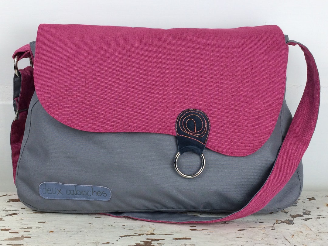 Grey and Pink Messenger,messenger,laptop Bag,large Messenger,cross