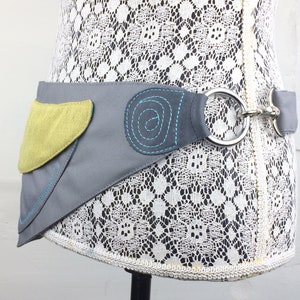 Grey and yellow hip bag,grey waist bag,running bag,sport bag, traveling bag,waist bag fanny pac,cycling bag,sport bag,grey and yellow bag image 2