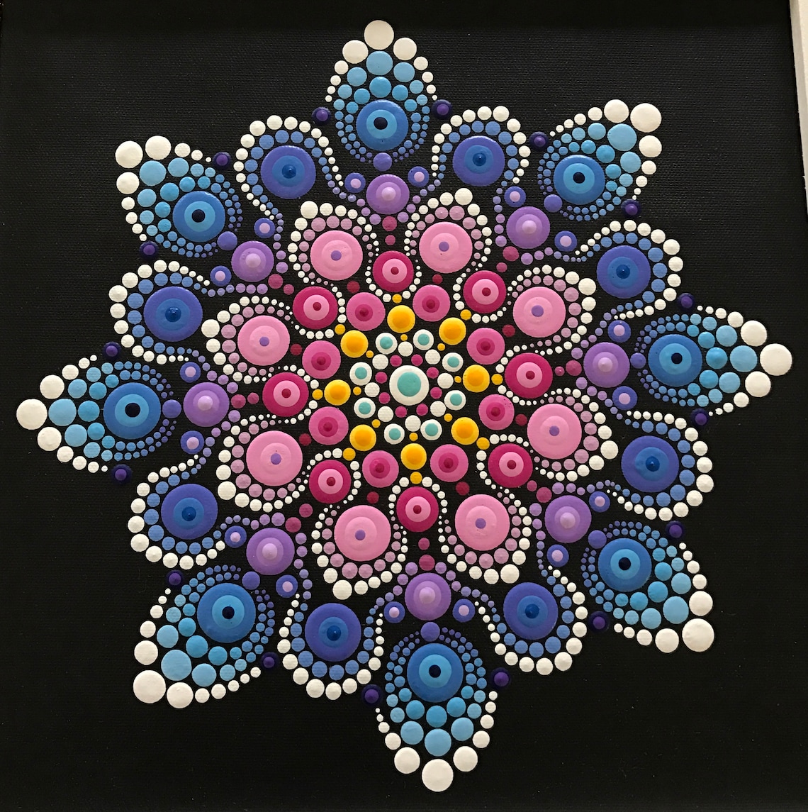 Large Framed Original Hand Painted Acrylic Mandala Painting Etsy