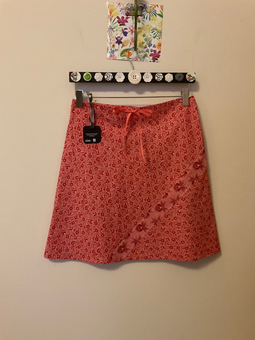 Aline Bias Cut Cotton Skirt. Deep Red Franch Country Print Etsy