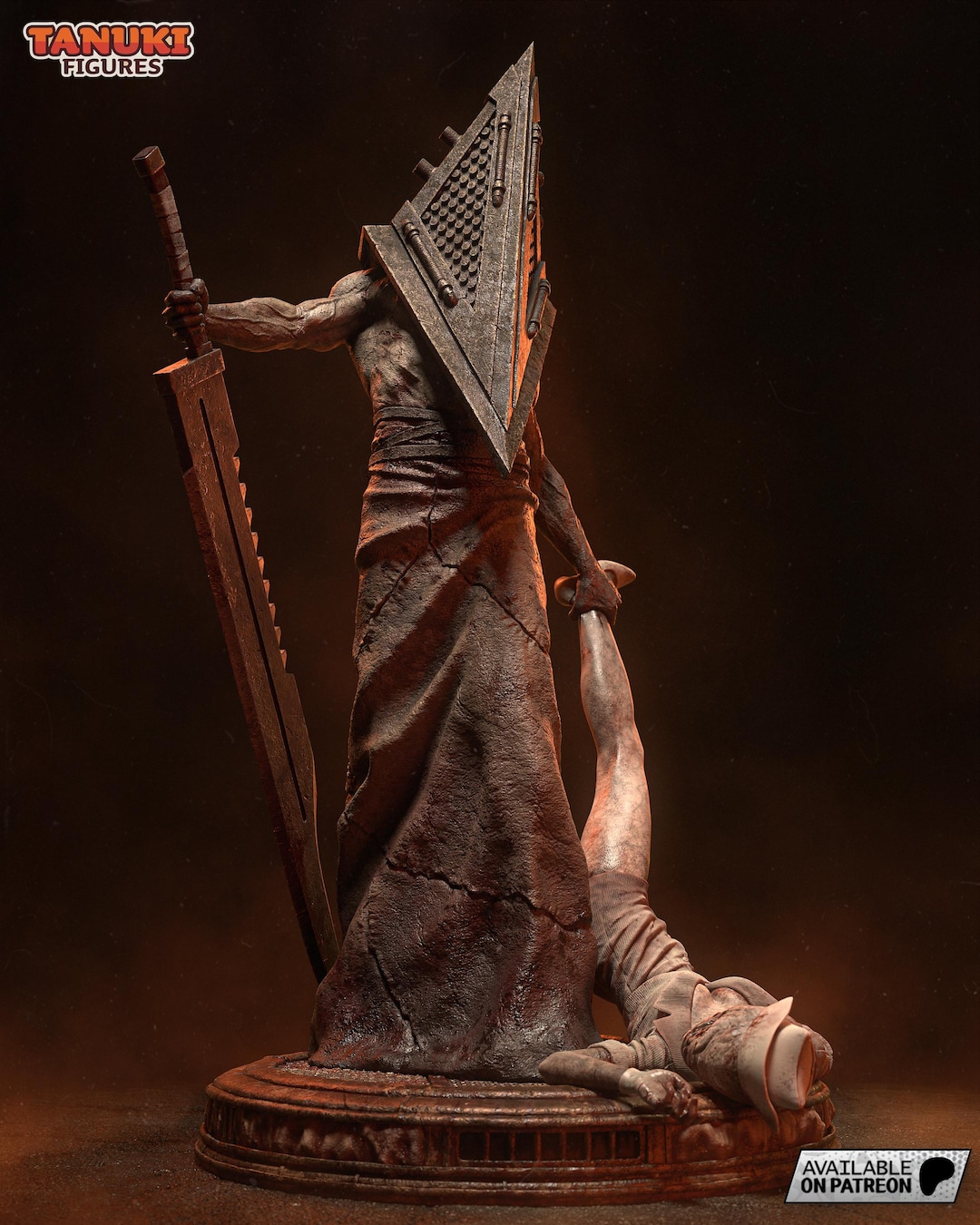 Pyramed Head Fan Art Figurine of Pyramid Head, 3D Printed and Painted Collectible ...