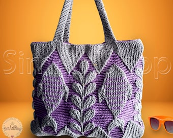 Embossed Crochet Fish&Leaf Handbag,3D Crochet Multicolor Shoulder Bag,Large and Sturdy Shopper Bag,Tote Bag,Boho Bag,Free EXPRESS Shipping