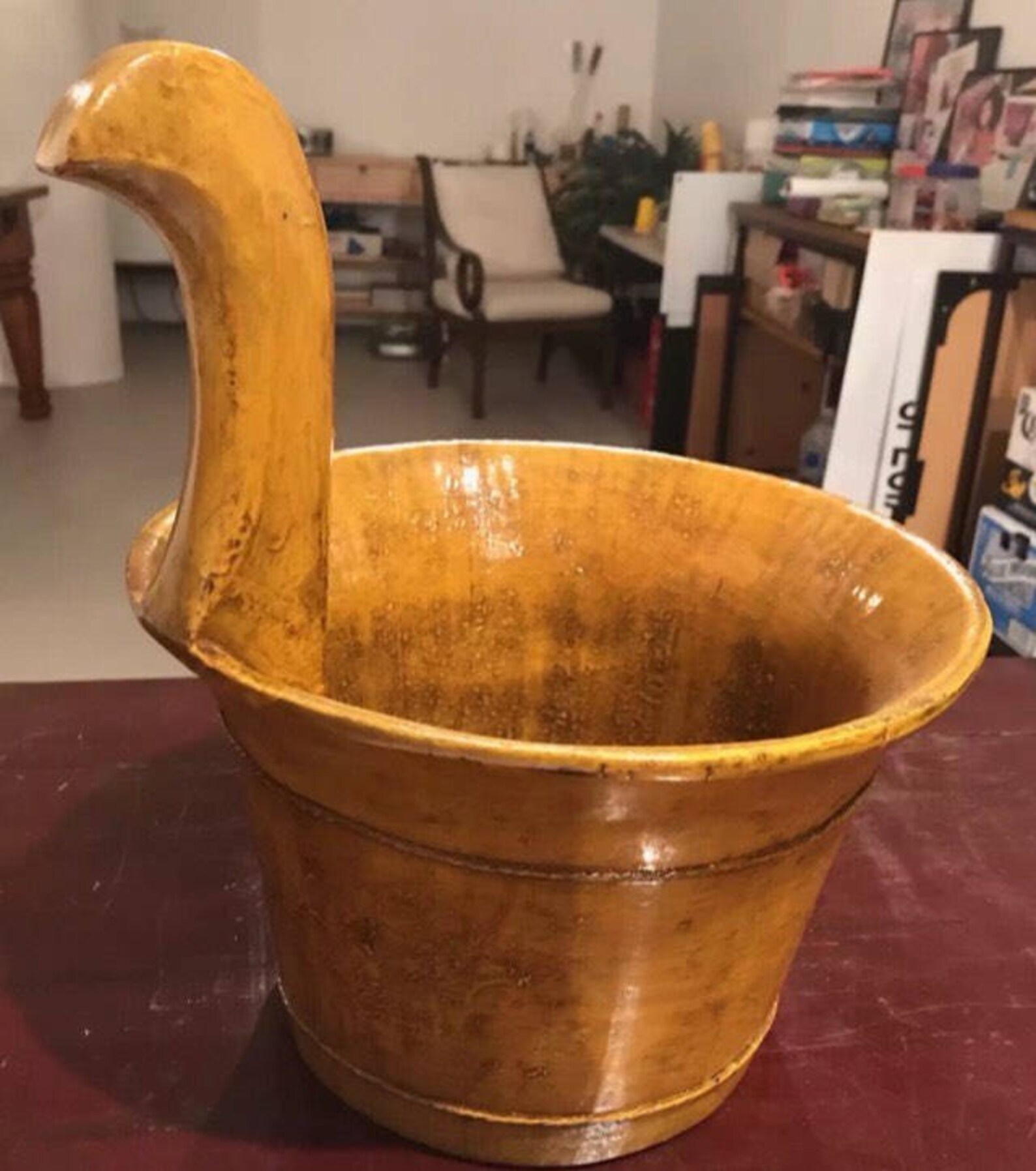 Antique Yellow Wooden Chinese Water Bucket with Handle Etsy