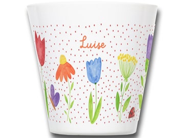 Personalized children's cup flowers, cup with name, children's cup with name, toothbrush cup with name