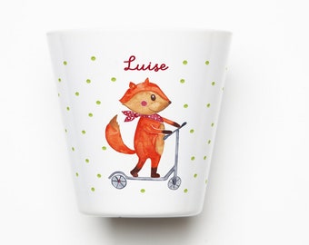 Children's mug with the name Fox, personalized drinking mug made of melamine, children's mug, personalized gift for children