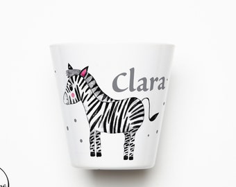 Emailletasse Zebra Campingtasse Kindertasse Kaffebecher mit Namen