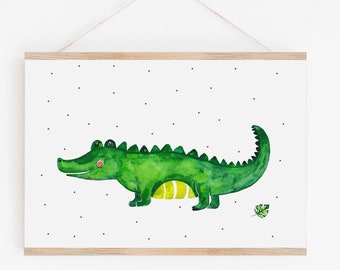 Nursery picture crocodile, nursery decoration, baby room decoration girl and boys