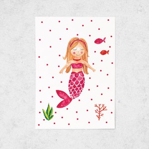 Postcard for children, mermaid, nursery decoration