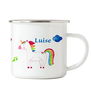 Enamel cup with name, cup for children, ceramic cup unicorn, name cup children's gift idea unicorn fan