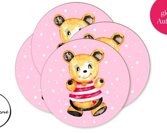 12 Aufkleber Teddybär, Sticker Mitgebsel