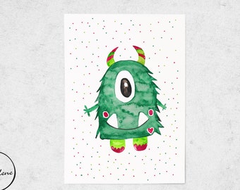 Postkarte Monster, Postkarte für Kinder, Einladungskarte Kindergeburtstag
