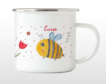Enamel cup bee, ceramic cup forest animal, children's cup named enamel cup Children's cup with name