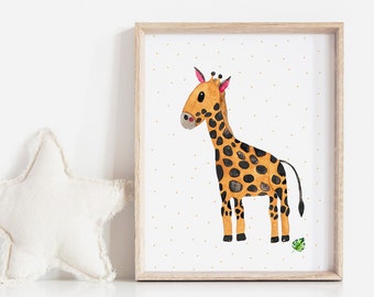 Nursery Poster Giraffe Nursery Decoration Jungle, Nursery Picture Girls and Boys