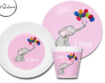 Children's tableware personalizes elephant with names made of melamine
