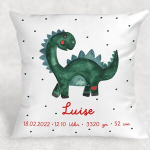 Pillow for birth with name dinosaur, pillow personalized, pillow boy, pillow 40x 40