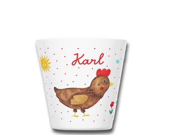 Children's cup chicken with desired name, personalized, toothbrush cup personalized, children's cup with name, children's cup