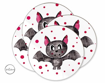 12 stickers bat, sticker Halloween, sticker set children