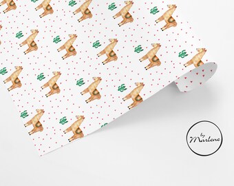 Wrapping paper llama, wrapping paper for children, wrapping paper animals