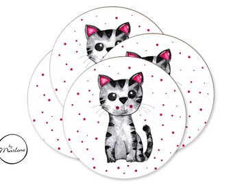 Aufkleber Katze, Mitgebsel Kindergeburtstag, Sticker für Kinder