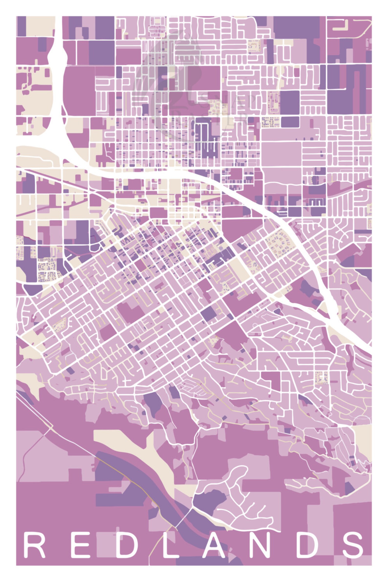 Redlands California Map, City Map Print - Etsy