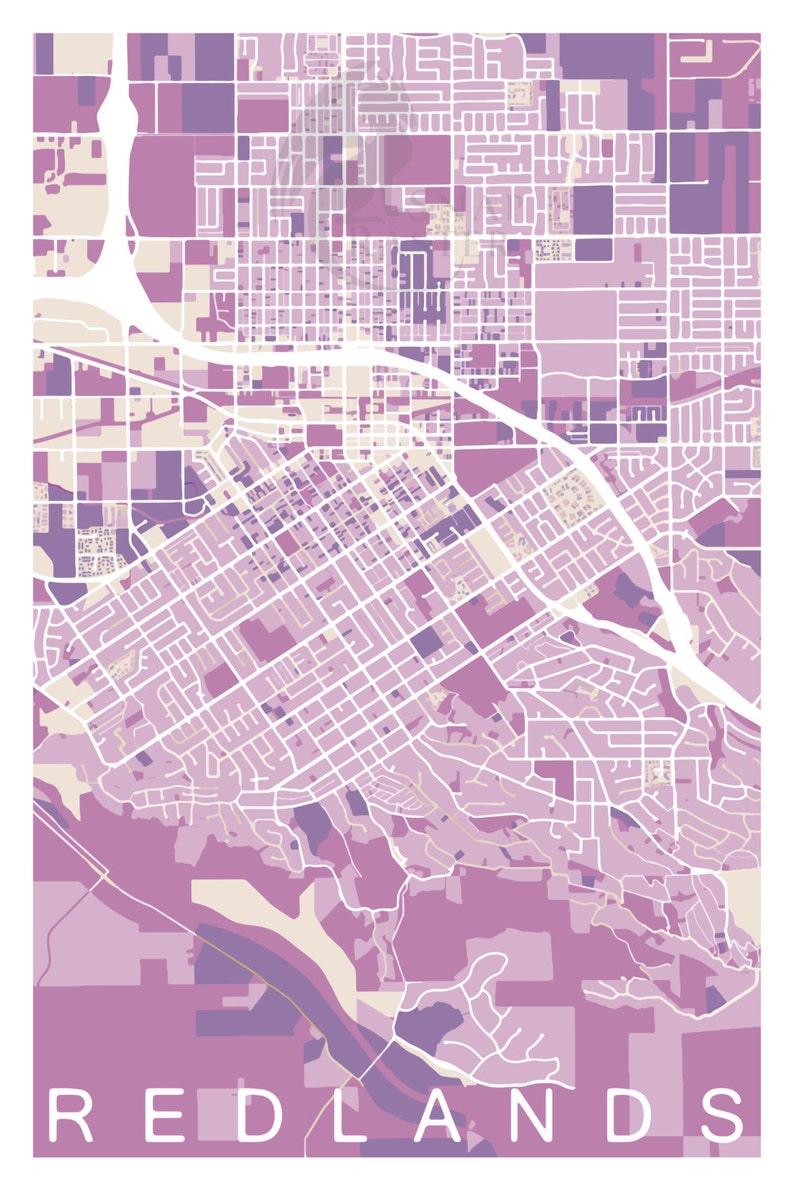 Redlands California Map, City Map Print - Etsy