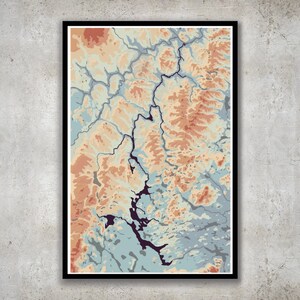 Mapa del río Allagash, impresión de elevación de Allagash Maine