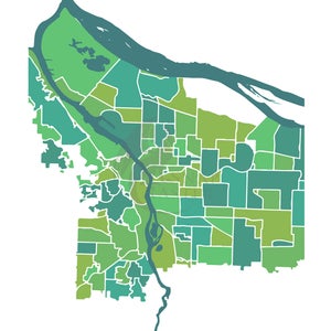 Portland Oregon Map, Neighborhood Map Print image 3