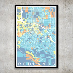Redlands California Map, City Map Print