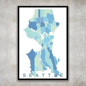 Seattle Karte, Nachbarschaften Drucken