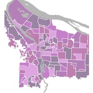 Portland Oregon Map, Neighborhood Map Print image 2
