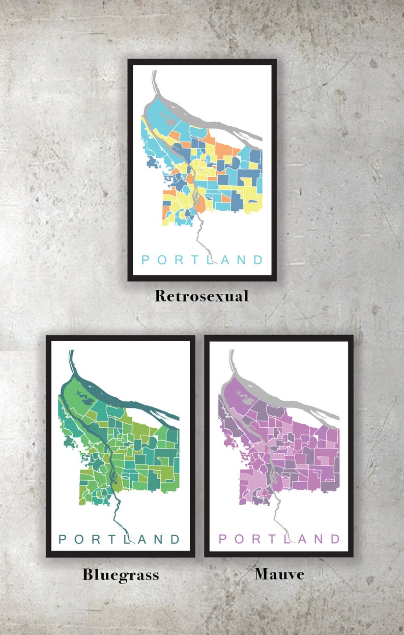 Portland Oregon Map, Neighborhood Map Print image 5