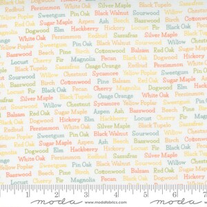 Cozy Up Collection Trees Script White Multi Florals Yardage by Corey Yoder for Moda #29124 11 Width:(44&quot;/45&quot;)100% Cotton Fabric