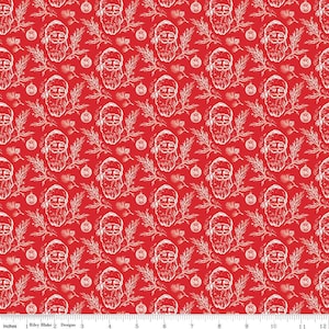 Peace on Earth Collection Santas Red Yardage by My Mind&#39;s Eye for Riley Blake Designs #C13452-RED~100% Cotton (44&quot;/45&quot;) Wide