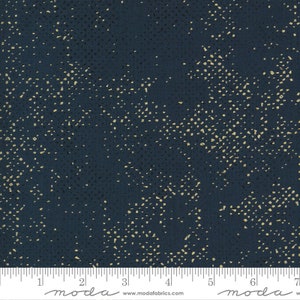 Spotted Collection Dark Blue Navy Metallic Spotted Dots Yardage by Zen Chic for Moda Fabrics #1660 154M 100% Cotton