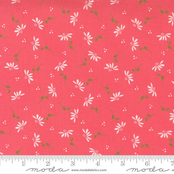 Sincerely Yours Collection Dainty Floral Daisy Pink Yardage by Sherri & Chelsi for Moda Fabrics #37612 14 100% Cotton