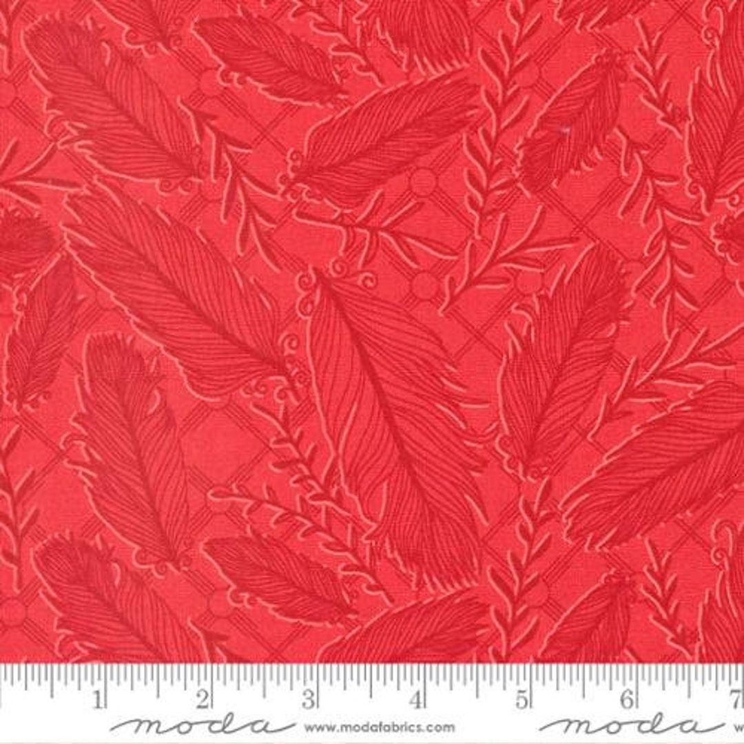Land of Enchantment Collection Pluma Novelty Feather Red Yardage by