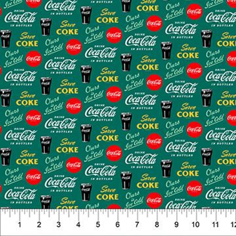 Coca Cola Collection Coca Cola Glass Green Yardage Licensed by ...