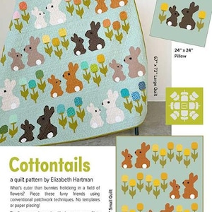 Cottontails Quilt Pattern by Elizabeth Hartman - Pillow Size: (24" X 24"), Small Quilt (40" x 46"), Large Quilt (67" x 73") #EH-086