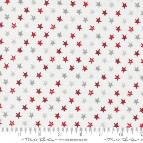 Old Glory Collection Star Spangled Americana Stars White Yardage (44" x 45" Wide by Lella Boutique for Moda Fabrics #5204-11 100% Cotton