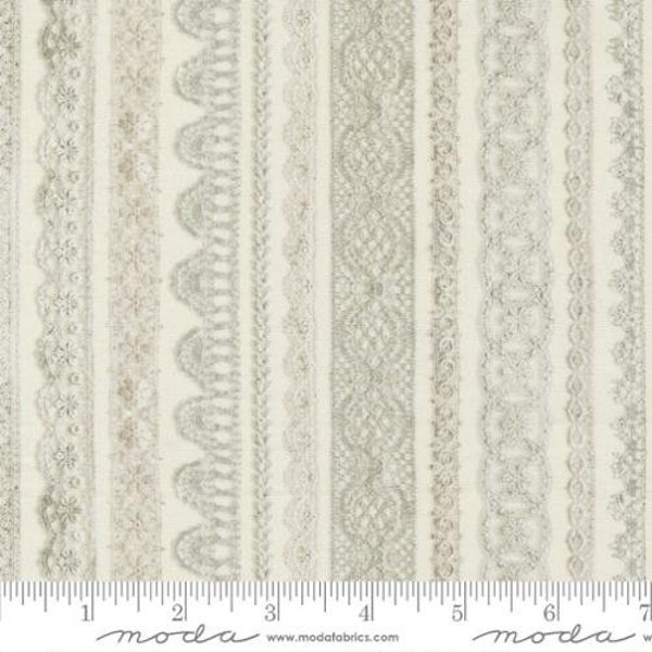 Junk Journal Novelty Vintage Ephemera Lace White Stripe Reproduction Yardage by Cathe Holden for Moda Fabrics #7418-11 100% Cotton