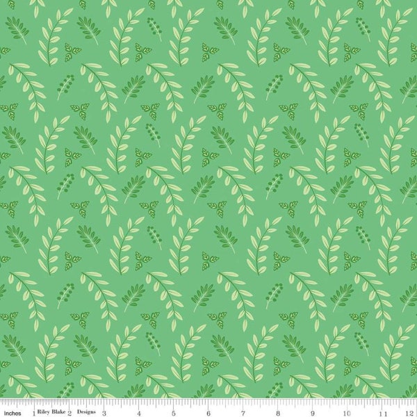 Poppy and Posey Collection Leaves Green Yardage by Dodi Lee Poulsen For Riley Blake Designs #C10585 GREEN~100% Cotton