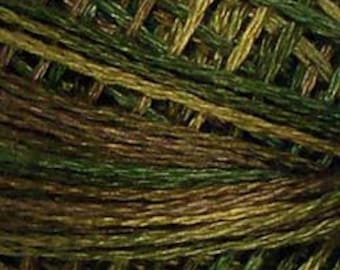 Valdani Olive Green Hues Variegated Cotton Floss 27  Meters~ 3 strand Floss #P2