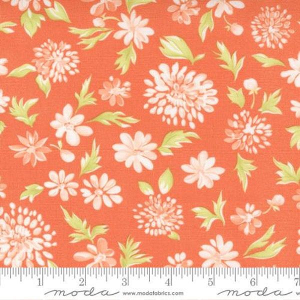 Cinnamon and Cream Mums Coral Peach Floral Yardage (44"/45") Wide by Fig Tree Quilts for Moda Fabrics 20451 18 100% Cotton