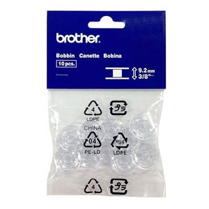 Brother Clear Bobbins~Drop in Bobbin~9.2mm~SA155~10 CT Pack