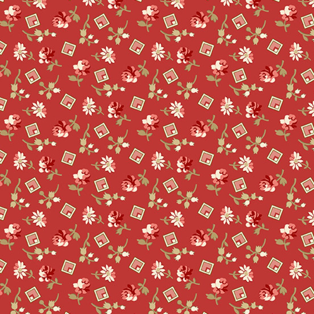 Little Sweetheart Collection Something Borrowed Crimson Floral Yardage