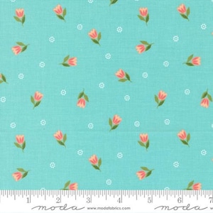 Bountiful Blooms Collection Tulip Small Floral Aqua Yardage (44&#39;&#39; x 45&#39;&#39;) Wide by Sherri & Chelsi for Moda Fabrics #37662-18 100% Cotton